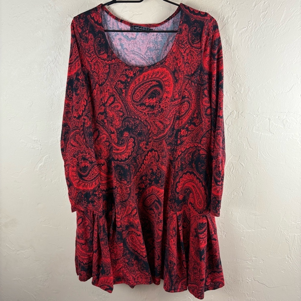 2 Ice Silk Dresses Red Black Handkerchief Bandana Print & Gray Floral 1X Bundle